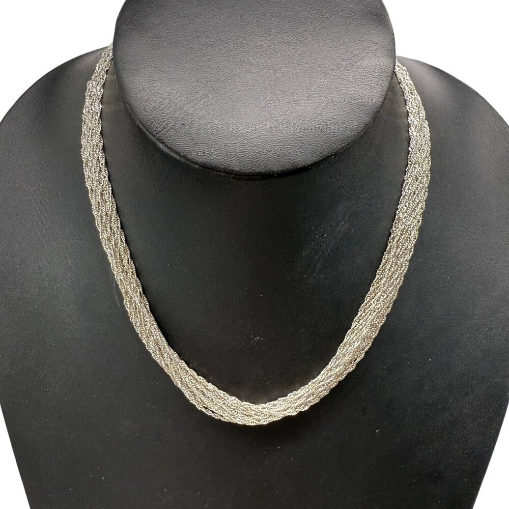 New Multi-Strand Chain Choker Layered Necklace Silver Tone Minimalist Classic